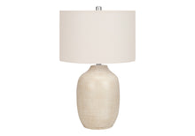 26" Cream Ceramic Urn Table Lamp With Cream Drum Shade