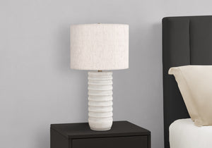 28" Cream Cylinder Table Lamp With Cream Drum Shade