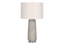 29" Gray and Silver Cylinder Table Lamp With Ivory Drum Shade