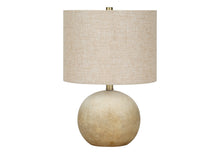 20" Beige Concrete Round Table Lamp With Beige Drum Shade