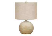 20" Beige Concrete Round Table Lamp With Beige Drum Shade