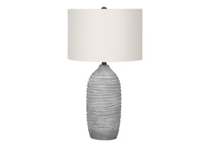 27" Gray Cylinder Table Lamp With Ivory Drum Shade