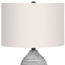 27" Gray Cylinder Table Lamp With Ivory Drum Shade