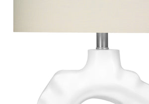 25" Cream Novelty Table Lamp With Cream Drum Shade