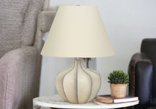 21" Cream Round Table Lamp With Cream Empire Shade