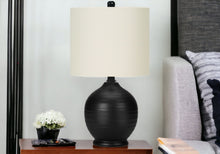 17" Black Ceramic Round Table Lamp With Ivory Drum Shade