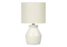 17" Cream Ceramic Geometric Table Lamp With Cream Drum Shade