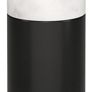 24" Black and White Marble and Metal Cylinder Table Lamp With White Drum Shade