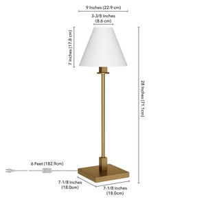 28" Brass Metal Candlestick Table Lamp With White Cone Shade