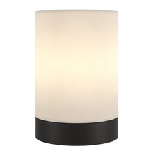 9" Black Metal Cylinder Bedside Table Lamp With White Drum Shade