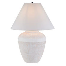 23" Red and White Ceramic Urn Table Lamp With White Cone Shade