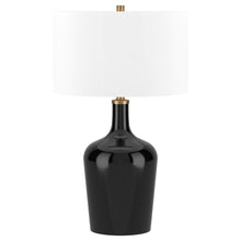 25" Black Glass Urn Table Lamp With White Drum Shade