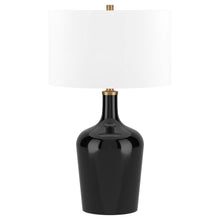 25" Black Glass Urn Table Lamp With White Drum Shade