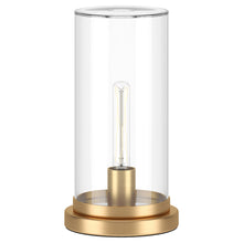 13" Brass Metal Table Lamp With Clear Cylinder Shade