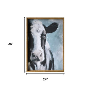 Sweet Cow Wooden Framed Canvas Wall Art