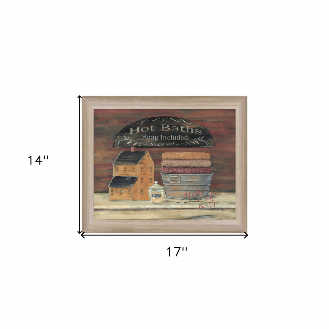 Hot Bath Brown Framed Print Bathroom Wall Art - Buy JJ's Stuff