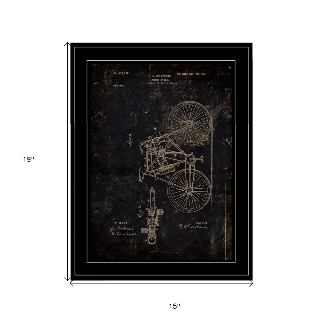 Motor Bike Patent Black Framed Print Wall Art - Buy JJ's Stuff