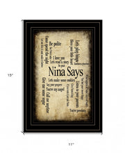 Nina Says 3 Black Framed Print Wall Art - Buy JJ's Stuff