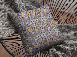 18” Purple Yellow Geofloral Suede Throw Pillow - Buy JJ's Stuff