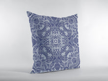 18” Indigo White Boho Ornate Suede Throw Pillow