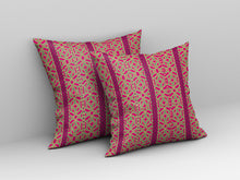 16" X 16" Pink And Green Geometric Blown Seam Suede Throw Pillow - Buy JJ's Stuff