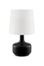 17" Black Metal Bedside Table Lamp With White Shade