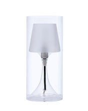 13" Clear Metal Bedside Table Lamp With Clear Shade