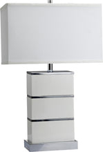 Modern White and Silver Table Lamp with USB